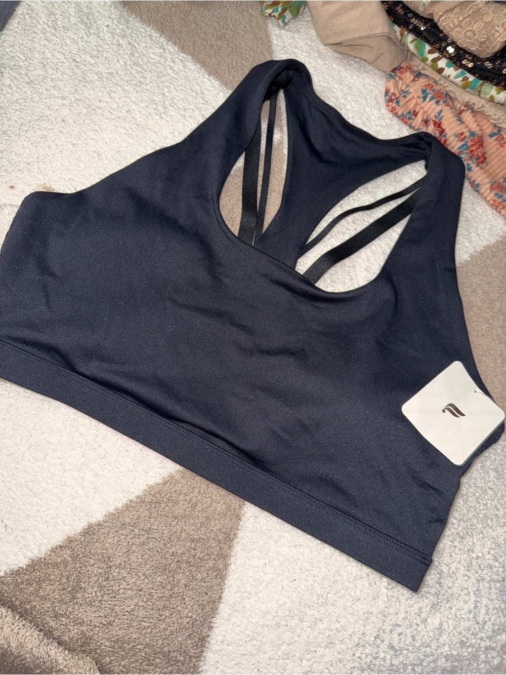 Fabletics Black Strappy Racerback Sports Bra